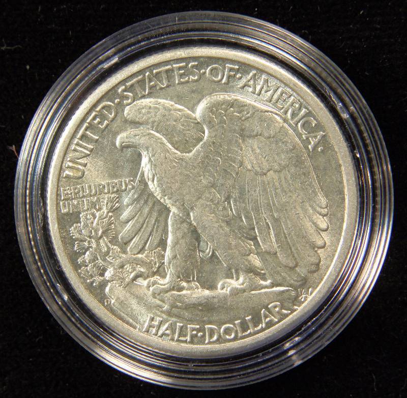 1947-D WALKING LIBERTY SILVER HALF DOLLAR AU IN AIRTITE HOLDER