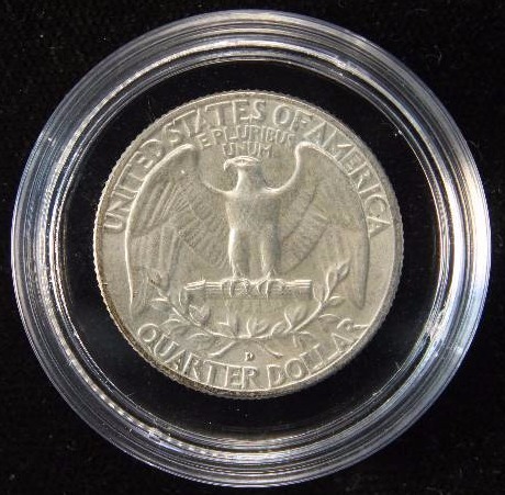 1958-D WASHINGTON SILVER QUARTER UNC IN AIRTITE HOLDER