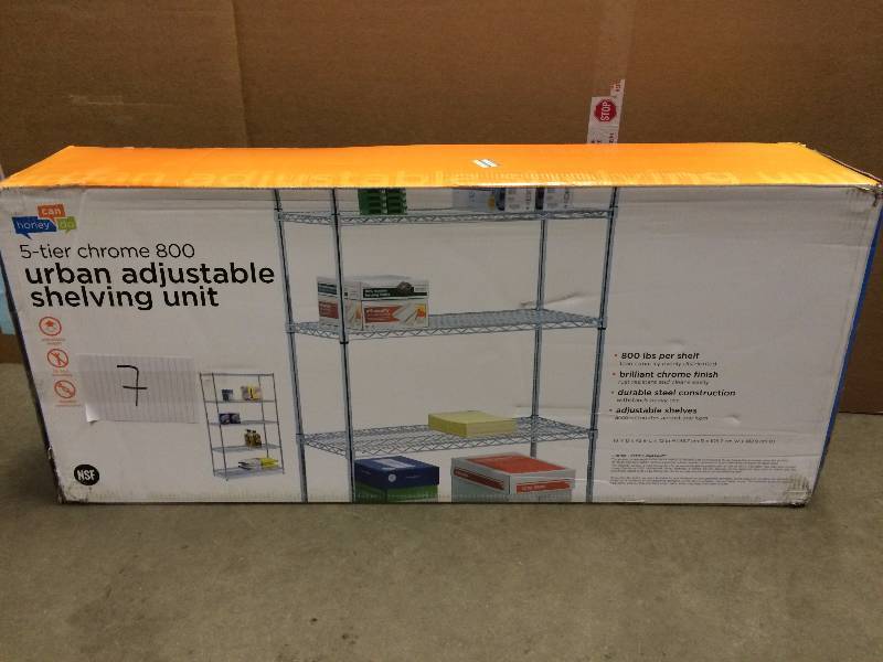 lot 7 image: 5 Tier Chrome 800 Urban Adjustable Shelving Unit New