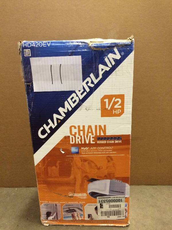 lot 11 image: Chamberlain HD420EV 12 HP Chain Drive Garage Door Opener with MyQ Technology New