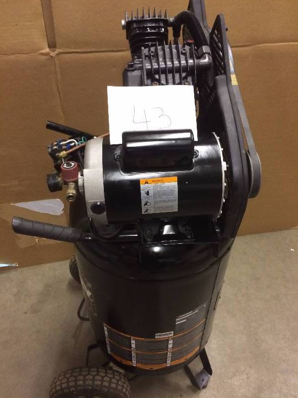 lot 43 image: Husky 30 Gal. 155 psi Ultra-Quiet Portable Electric Air Compressor missing covers used tested works