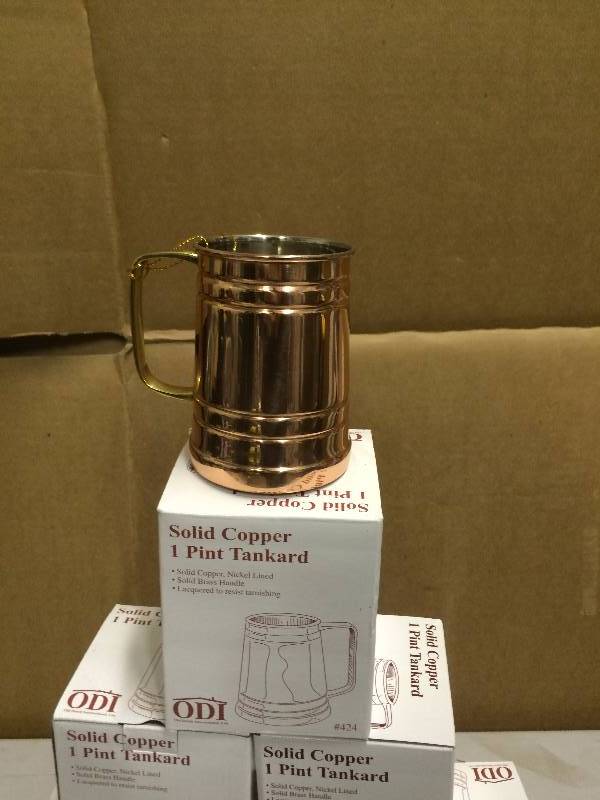 lot 52 image: Lot of 6 Solid Copper 1 pint Tankard New