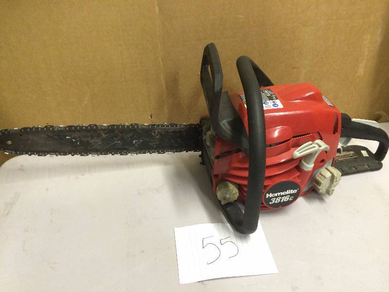 lot 55 image: Homelite 16 Chainsaw gas- used tested works