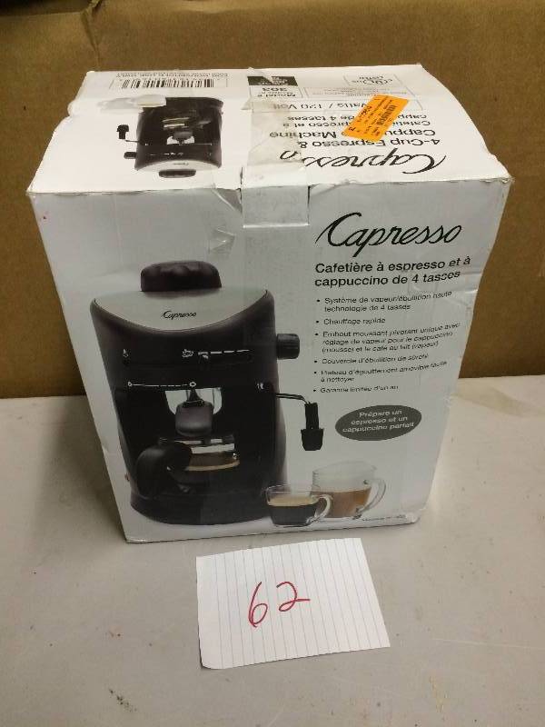lot 62 image: Capresso 4 cup espresso cappucino machine new
