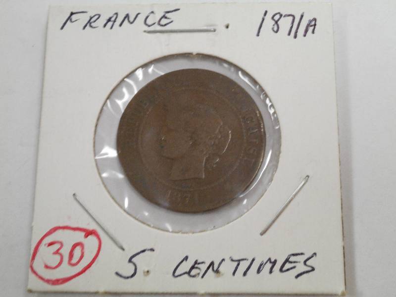 Foreign Coins France 1871A 5 Centi...