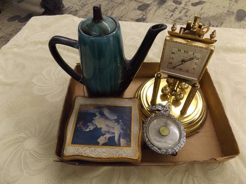 Musical Jewelry Box, Springfield Thermometer, Blue Mountain Pottery, Clock
