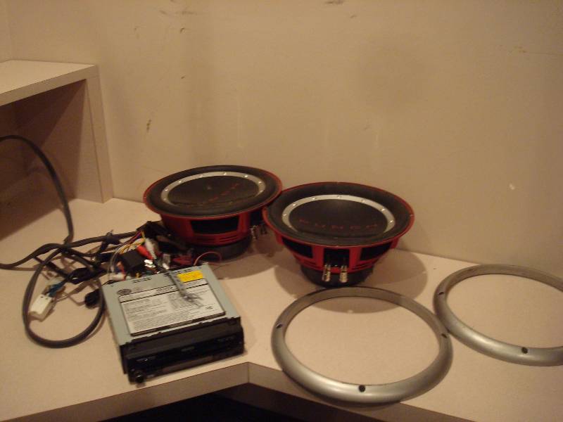 Pair Of Sub Woofers And Jensen Car Stereo, Un...