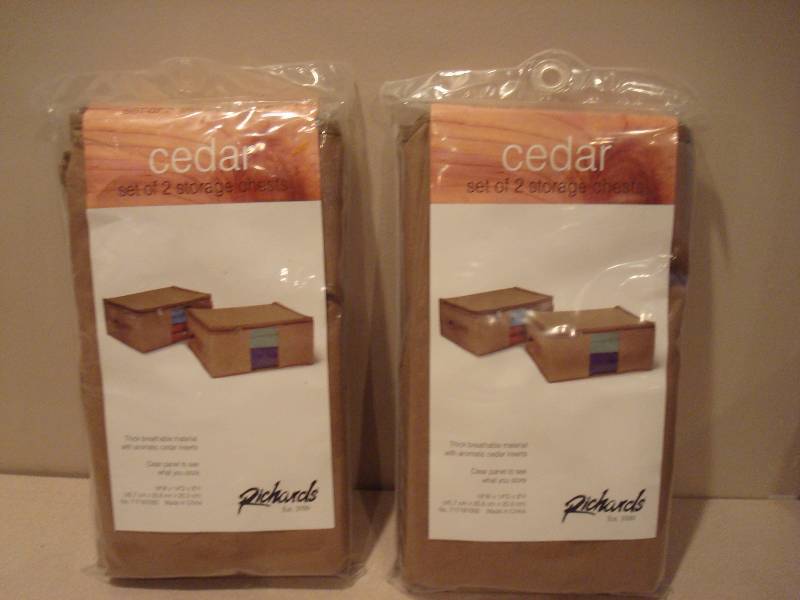 Pair Of Folding Storage Bins, Cedar Inserts, ...