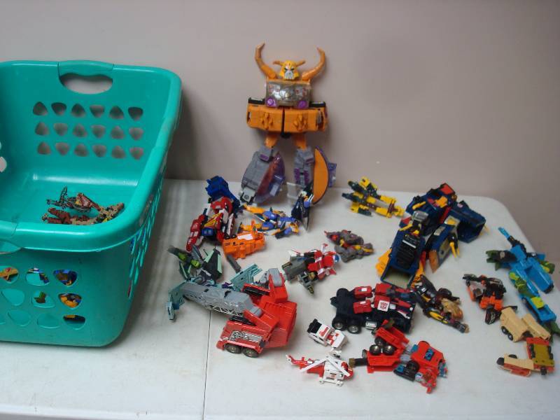 Basket Of Transformer Figures And Parts, Some...