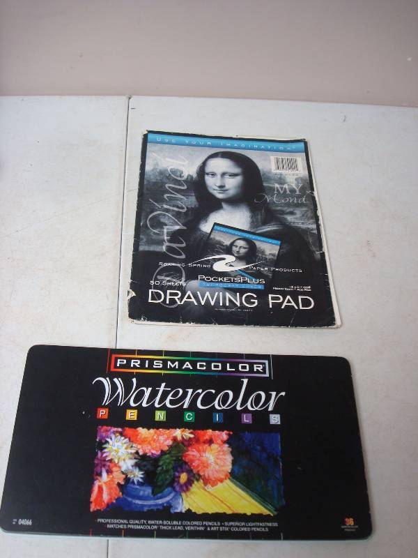 Used Watercolor Pencils And Drawing Pad...