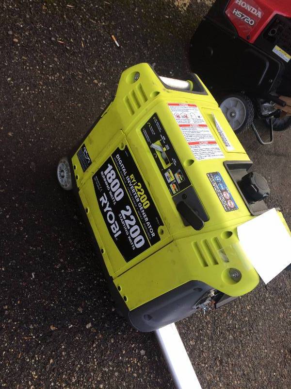 lot 4 image: Ryobi 2,200-Watt Green Gasoline Powered Digital Inverter Generator Tested works  like new