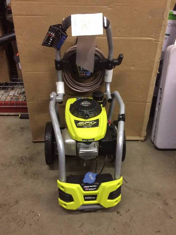 lot 21 image: Ryobi 3100-PSI 2.5-GPM Honda Gas Pressure Washer with Idle Down- missing gun