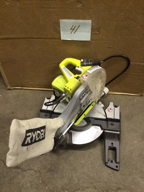 lot 41 image: Ryobi 7-14 MITER SAW  used tested works missing blade