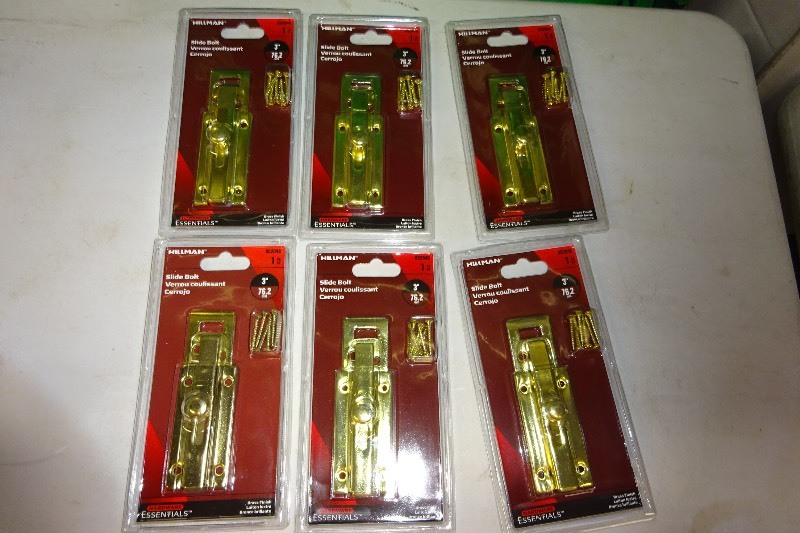 lot 107 image: 6 - 3 inch slide bolts