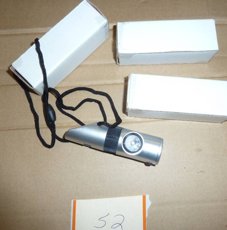FOUR survival whistle, compass, lig...