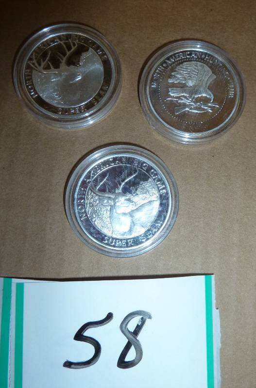 3 Silver Plated Whitetail Deer Coin...