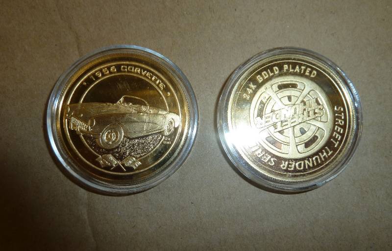 Two 24k Gold plated Corvette Coins...