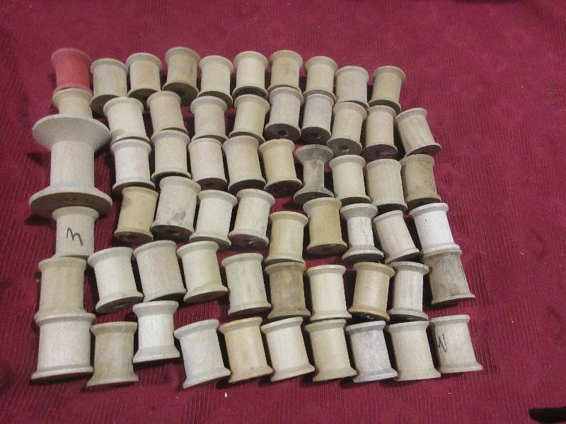 VINTAGE WOODEN THREAD SPOOLS 50