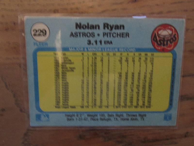 1982 Fleer Nolan Ryan card