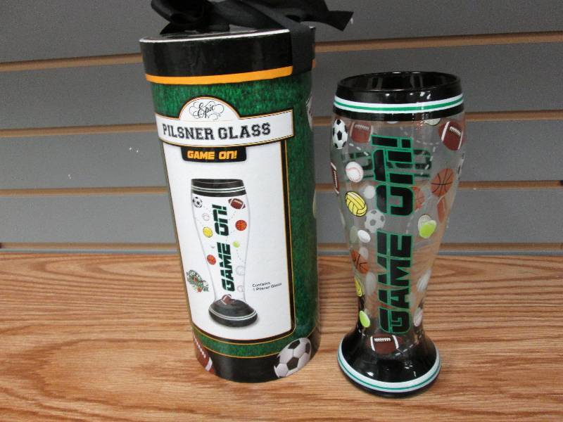 Large decorative pilsner glass with...
