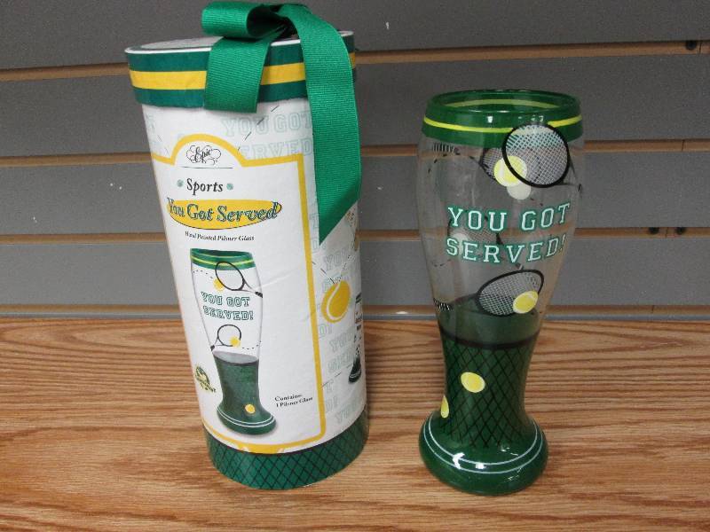 Large decorative pilsner glass with...