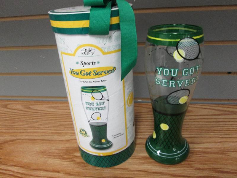 Large decorative pilsner glass with...