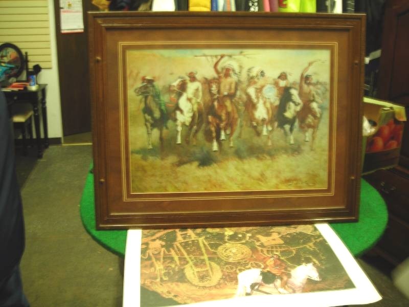 Framed Fredric Remington 37 x 29, Glen Edwards Unframed 27 x 22 Legacy Print Signed