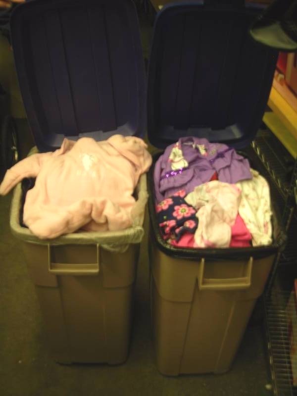 2 Large Tubs Of Baby Girl Clothing Sizes Newborn To 24 Mo.