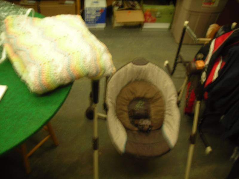 Graco Baby Swing & Hand Crocheted Afgan