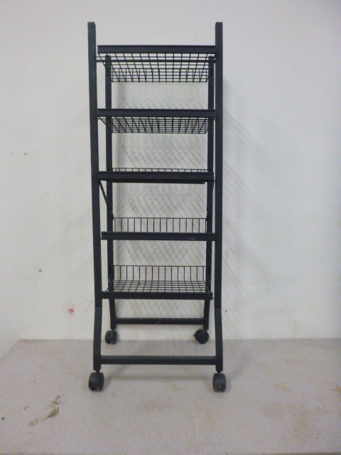 lot 36 image: Fold-Up Metal Shelf with Casters