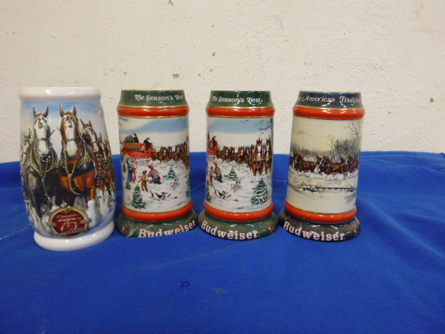 lot 126 image: 4 Budweiser Beer Steins