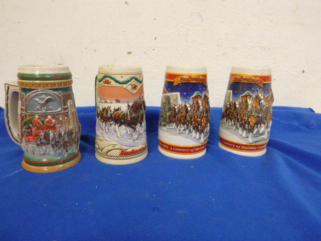 lot 127 image: 4 Budweiser Beer Steins