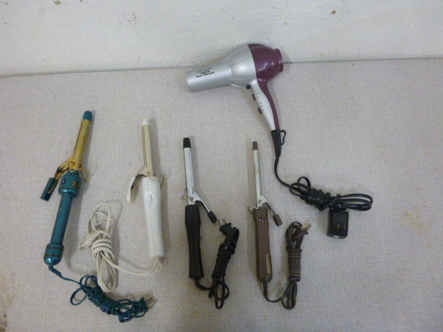 lot 318 image: 4 Curling Irons and Hair Dryer