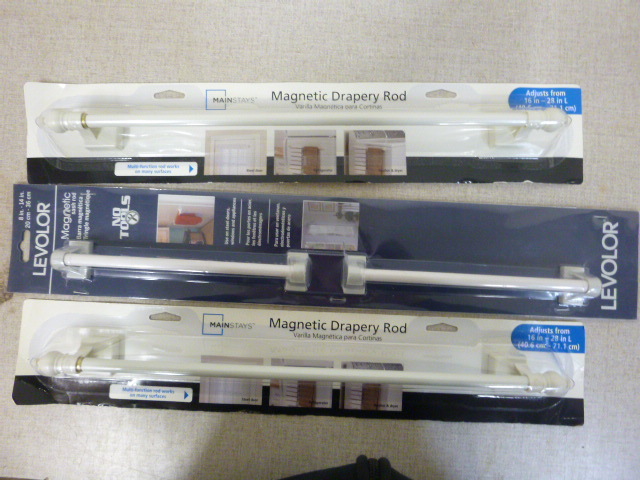 lot 330 image: 2 Mainstays Magnetic Drapery Rods and 2 Levolor Magnetic Sash Rods
