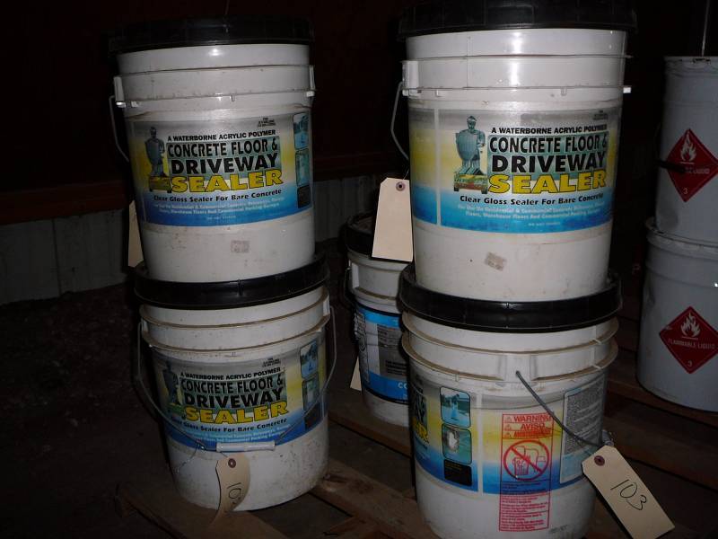 lot 103 image: Concrete Floor & Driveway Sealer its been frozen 5- 5 gal Pails