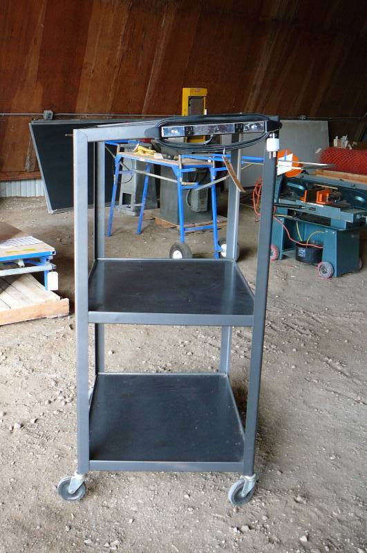 lot 174 image: Steel Cart on casters with power strip 28 12 x 24 12 x 54 high