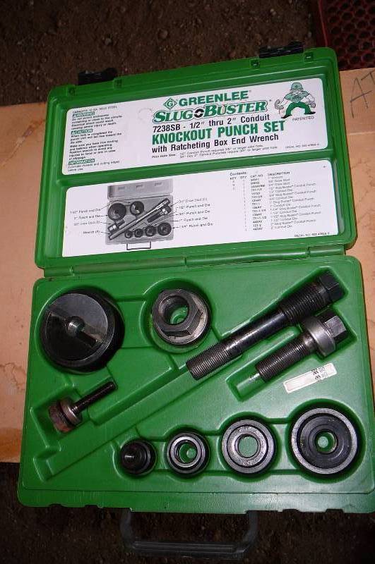 lot 213 image: Knock out Punch Set Green line 12 x 2 Conduit  3 18
