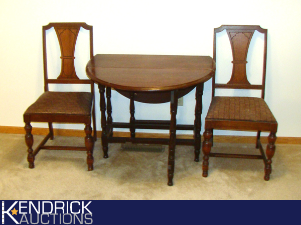 Antique Drop Leaf Table and 2 Antique Chairs