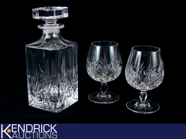 Vintage Crystal Decanter with 2 Brandy Snifters Glasses