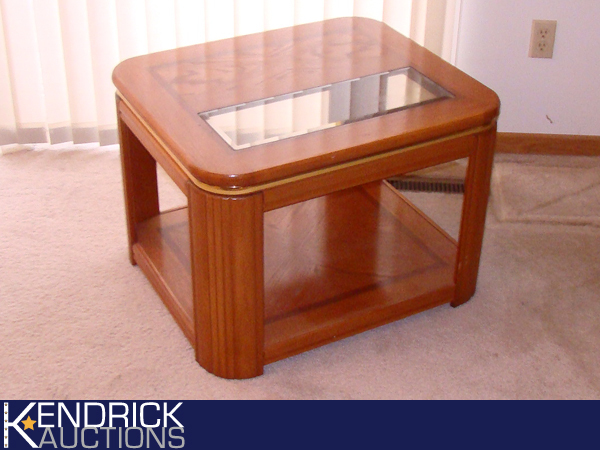 Solid Wood Glass Top EndCoffee Table