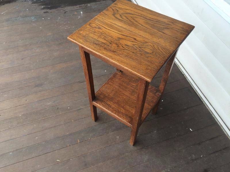 1920s English Quartersewn Oak Table  Stand