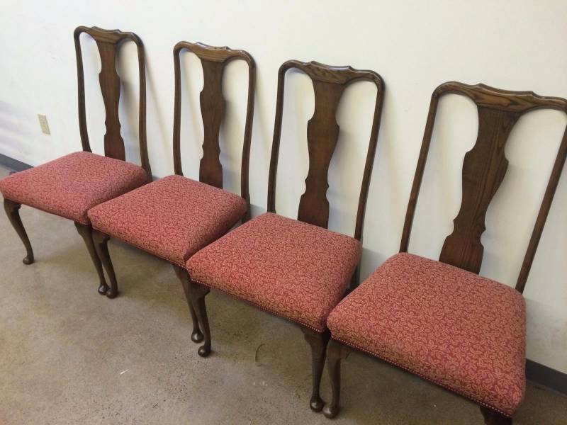 Set of Four English Oak Queen Anne Chairs