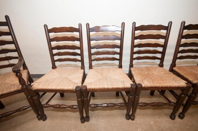 Set of Six Oak Lancashire Ladderback Chairs