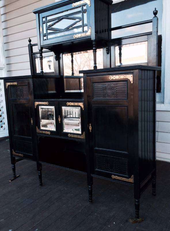Antique English Aesthetic Movement Ebonized Sideboard