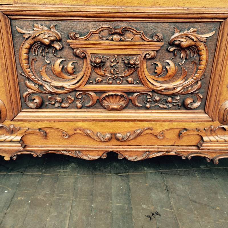Antique English Carved Tiger Oak Cabinet