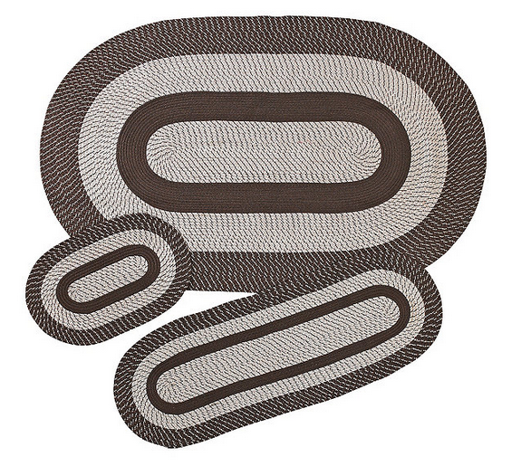 Madison Industries 3-Pc. Oval Braided Area Rug Set - Chocolate Color