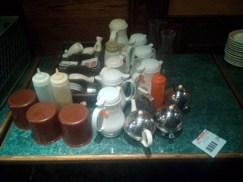 lot 29 image: Coffee pots, carafes, and serving utensils