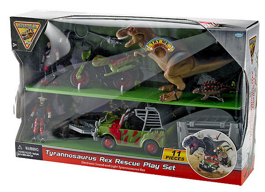 11-Pc. Dinosaur Playset with Sounds & Lights T-Rex
