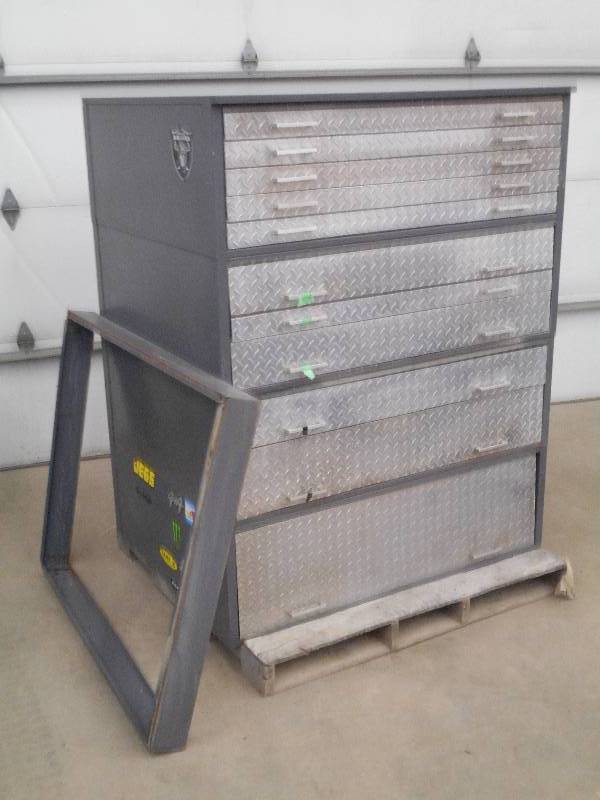 lot 2 image: Industrial Steel 4-Piece Toolbox, B...