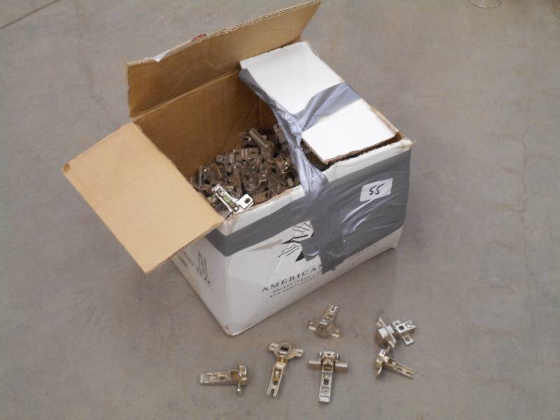 lot 55 image: Box Of Approx 75-100 Cabinet Hinges...